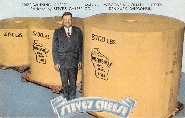 Denmark Wisconsin Prize Winning Cheese Steve's Cheese Co Postcard JE229761