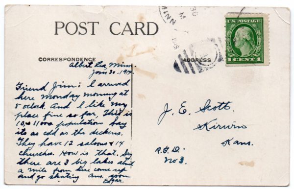 Albert Lea Minnesota Greetings Pennant Flag Vintage Postcard JE229790 - Image 2