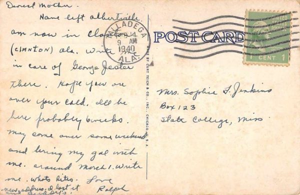 Talladega Alabama Purefory Hotel Main Building Vintage Postcard JE229856 - Image 2