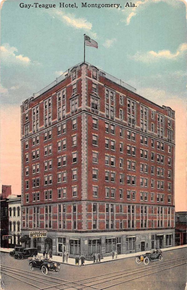 Montgomery Alabama Gay-Teague Hotel Exterior Vintage Postcard JE229858