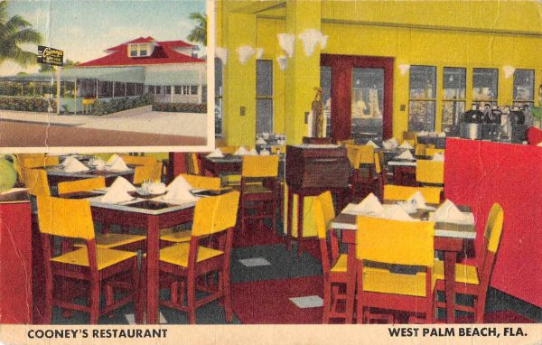 West Palm Beach Florida Cooney's Restaurant Dining Room Postcard JE229870
