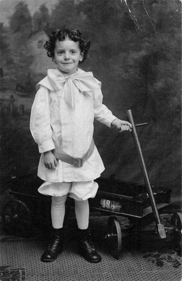 Child with Wagon Studio Real Photo Vintage Postcard JF686726