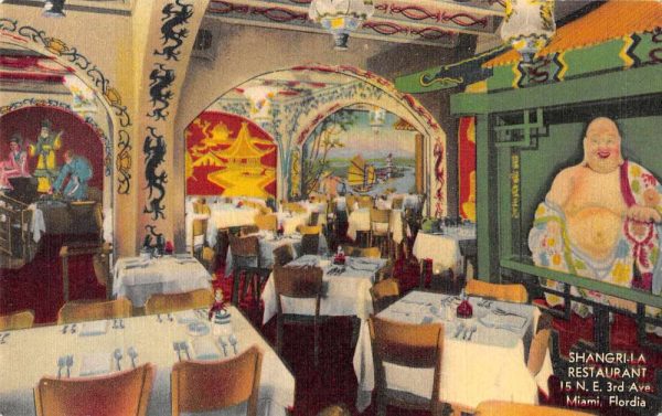 Miami Florida Shangrila Chinese Restaurant Vintage Postcard JF686352