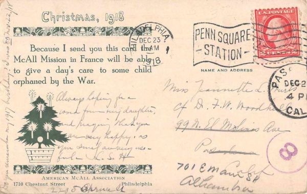 Christmas Greetings McAll Mission France Orphans Vintage Postcard JF686417 - Image 2