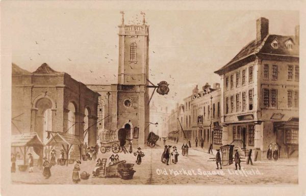 Lichfield England Old Market Square Real Photo Vintage Postcard JF686520