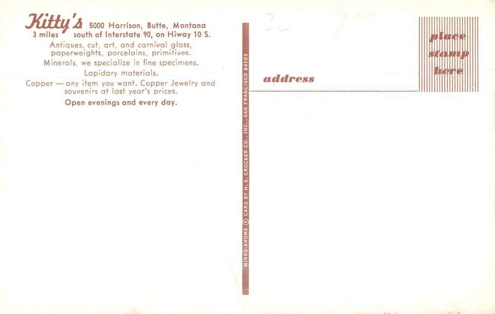 Butte Montana Kitty's Antique Store Vintage Postcard JF686565 - Image 2