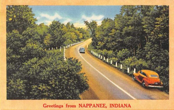 Nappanee Indiana Greetings Road Scenic Vintage Postcard JF686585