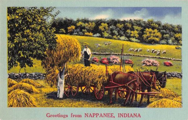 Nappanee Indiana Greetings Farming Scene Vintage Postcard JF686586