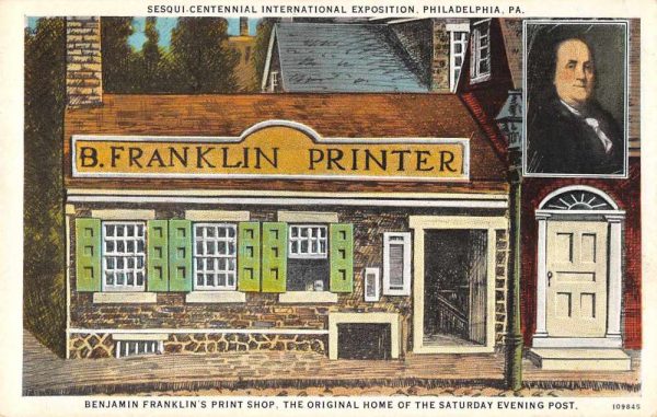 Philadelpia Pennsylvania Sequi-Centennial Expo Franklin Print Shop PC JF686614