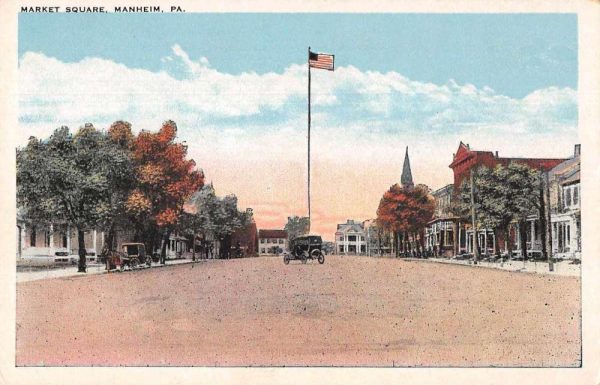 Manheim Pennsylvania Market Square Street Scene Vintage Postcard JF686616