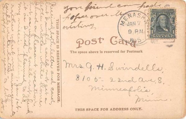 Menasha Wisconsin Lawson's Canal Scenic View Vintage Postcard JF686685 - Image 2