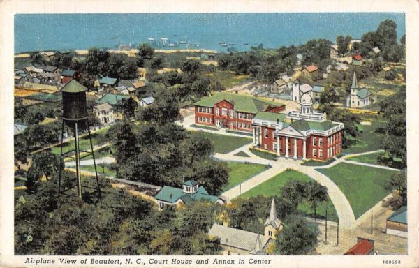 Beaufort North Carolina airplane view Court House & Annex antique pc ZB548021