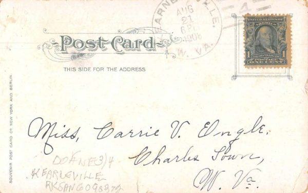 Kearnleville West Virginia Doane Cancel Postmark Vintage Postcard JF686850 - Image 2