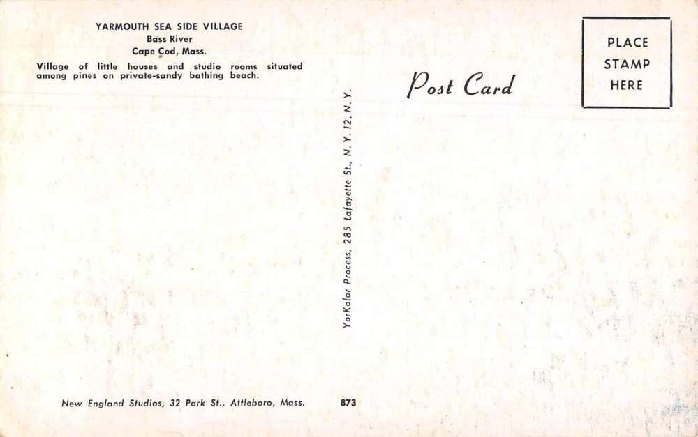 Cape Cod Massachusetts Yarmouth Sea Side Village Vintage Postcard JF686883 - Image 2