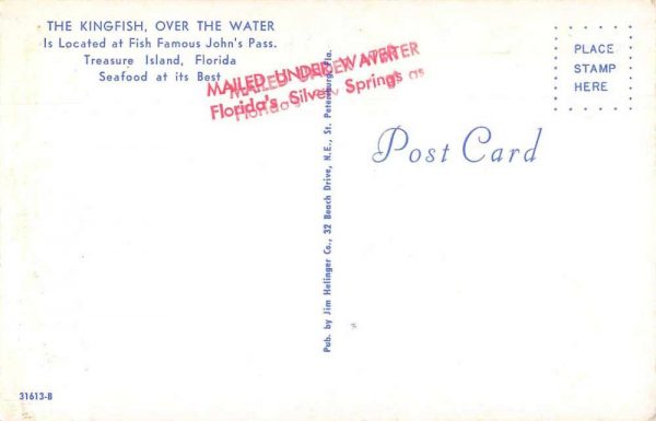Treasure Island Florida Kingfish Seafood Restaurant Vintage Postcard JF686893 - Image 2
