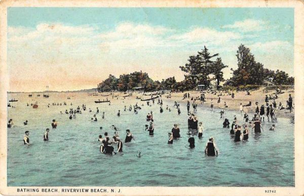 Riverview Beach New Jersey Bathing Beach Scenic View Vintage Postcard JF686894