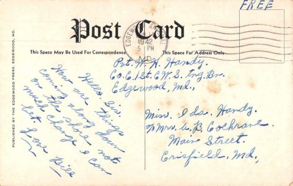 Edgewood Maryland Arsenal Staff Officers Quarters Vintage Postcard JF686920 - Image 2
