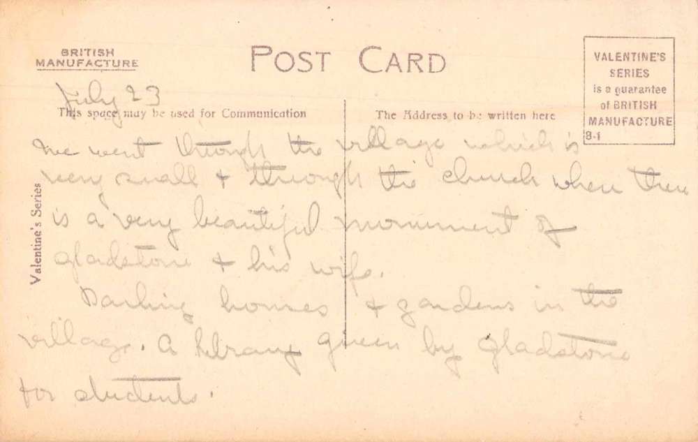 Hawarden Village Wales Street Scene Vintage Postcard JF686935 Mary L