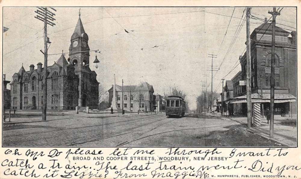 Woodbury New Jersey Broad and Cooper Streets Vintage Postcard JF686939