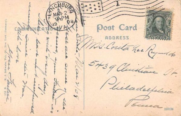 Lynchburg Virginia Old Horeless Carriage Bull Vintage Postcard JF235012 - Image 2