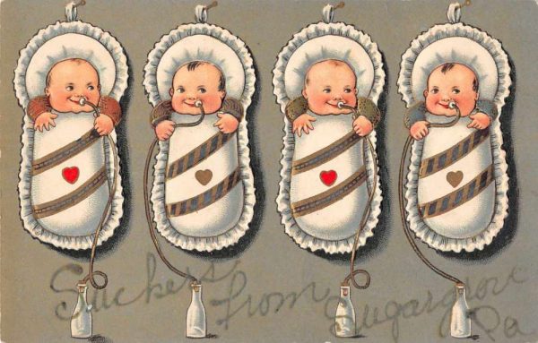 Sugargrove Pennsylvania Babies Nursing Bottles Vintage Postcard JF235028