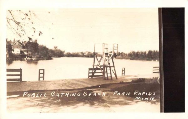 Park Rapids Minnesota Public Bathing Beach Pier Real Photo Postcard JF235033