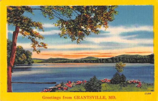 Grantsville Maryland Greetings Scenic View Linen Postcard JF235054