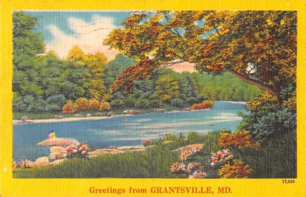 Grantsville Maryland Greetings River Scenic View Vintage Postcard JF235056