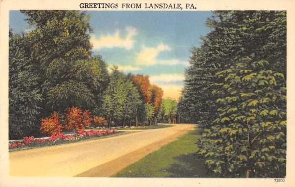 Lansdale Pennsylvania Greetings Road Scenic Vintage Postcard JF235061
