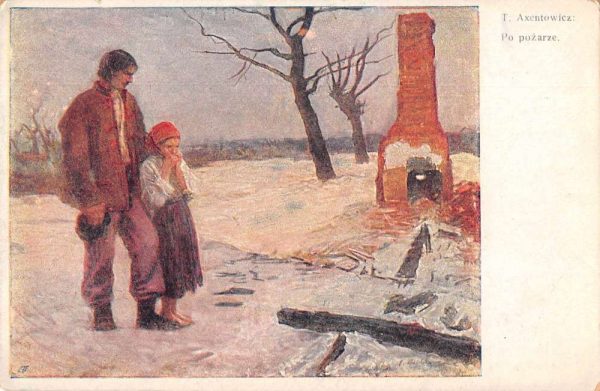Winter "Po Pozarze" After the Fire Disaster Vintage Postcard JF235116