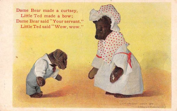 Dressed Teddy Bears Greetings Vintage Postcard JF235140