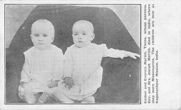 Ragunathpur Mission India Twin Orphans Vintage Postcard JF235206