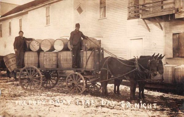 Freeport Michigan Barrels on Horse Carriage Real Photo Vintage Postcard JF235228
