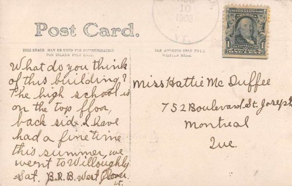 Barton Vermont New School Real Photo Vintage Postcard JF235270 - Image 2