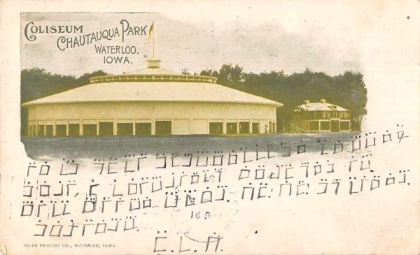 Waterloo Iowa Chautauqua Park Coliseum Vintage Postcard JF235279