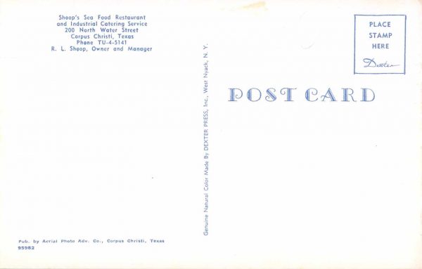 Corpus Christi Texas Shoop's Sea Food Restaurant Vintage Postcard JE229942 - Image 2