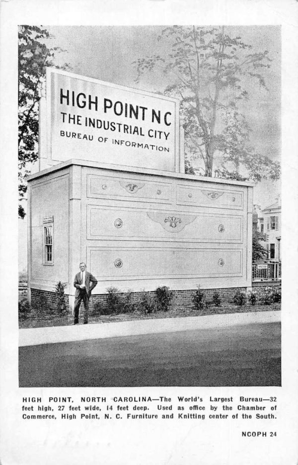 High Point North Carolina World's Largest Bureau Vintage Postcard JE229998