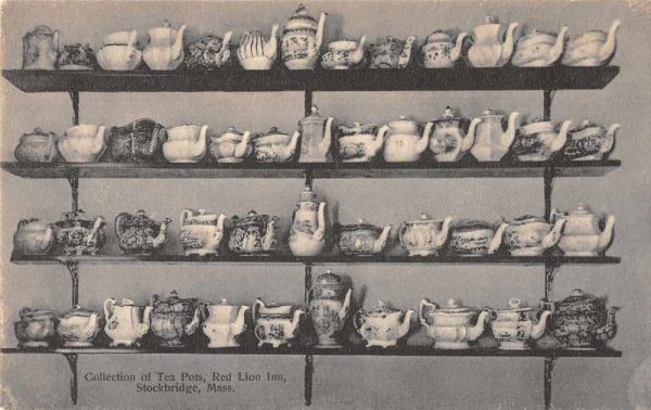 Stockbridge Massachusetts Red Lion Inn Tea Pot Collection Postcard JE359006