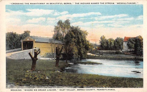 Oley Valley Pennsylvania Covered Bridge Scenic View Vintage Postcard JE359020