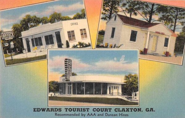 Claxton Georgia Edwards Tourist Court Vintage Postcard JE359072