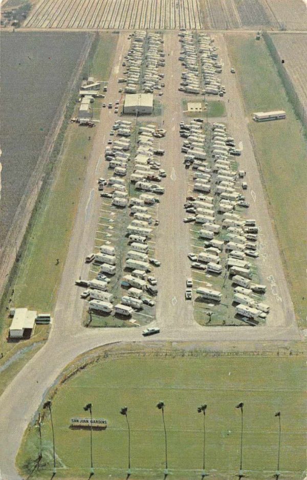 San Juan Texas San Juan Gardens Trailer Park Aerial View Postcard JE359101