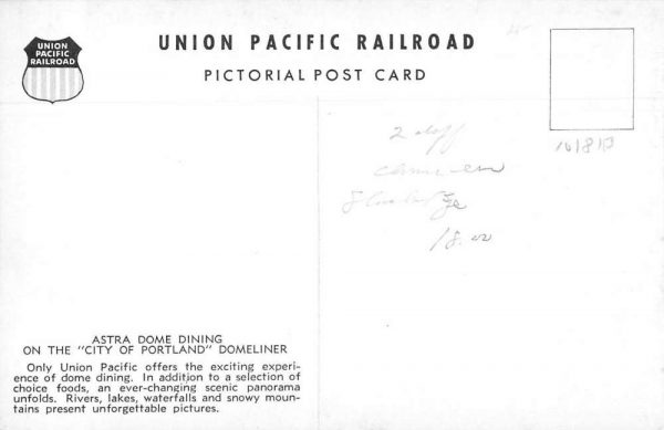 Union Pacific Railroad Domeliner City of Portland Astra Dome Dining PC JE359113 - Image 2