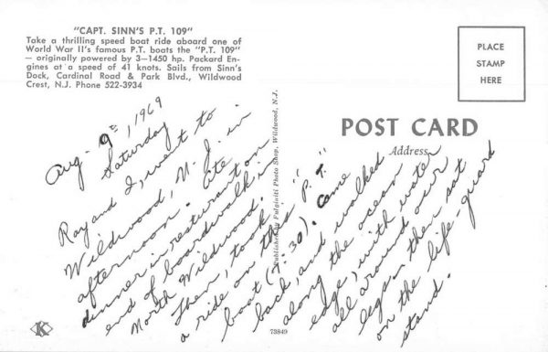Crest New Jersey Speed Boat Sinn's Dock Vintage Postcard JE359132 - Image 2