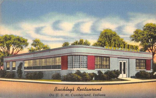 Cumberland Indiana Buckley's Restaurant Linen Vintage Postcard JE359213
