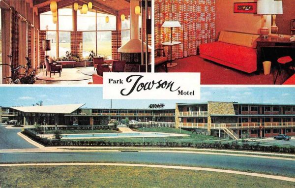 Towson Maryland Park Towson Motel Interior Vintage Postcard JE359236
