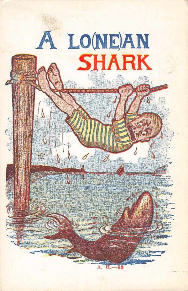 Greetings "A Lo(ne)an Shark" Humor Comic Vintage Postcard JE359295
