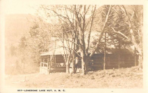 Franconia New Hampshire AMC Lonesome Lake Hut Cabin Real Photo Postcard JE359306