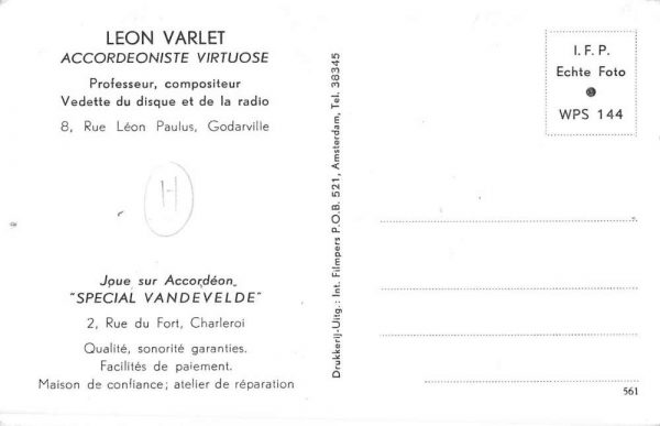 Leon Varlet virtuose accordianist professor and composer real photo pc ZA440813 - Image 2