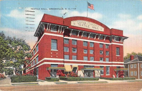Greenville South Carolina Textile Hall Exterior Vintage Postcard JE359348