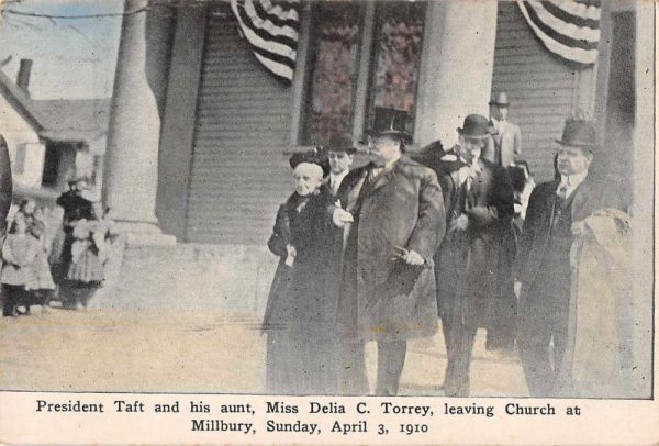 Millbury Massachusetts President Taft Delia Torrey Leaving Church PC JE359449